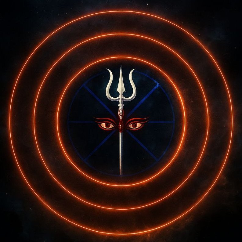 Mahakali Tantra Pitha Parampara Seal — trident with the Mother's eyes
